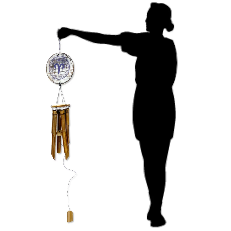 Zodiac Aries Bamboo Wind Chime - 41" Indoor Outdoor Hanging Home Décor - Image 4 of 4
