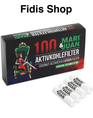 Mari & Juan Aktivkohlefilter 100 St Pack Pocket 5,9mm x Slim Kokos Schadstoffarm