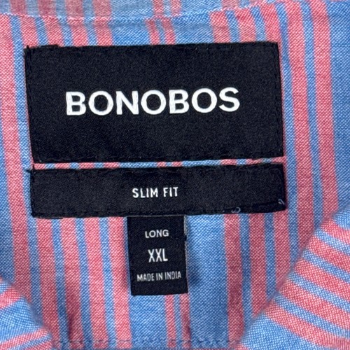 Bonobos Shirt Mens XXL Long Slim Short Sleeve Button Down Striped Summer Preppy - Picture 3 of 8