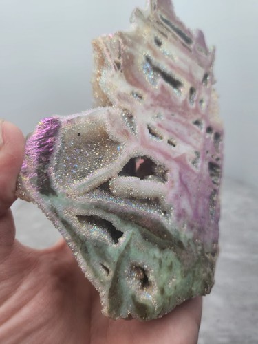 Colorful Angel Aura Rainbow Sphalerite Slab Druzy Natural Crystal w/ Coating #2 - 第 7/7 張圖片