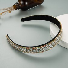 Damen Luxus Barock Funkelnd Gepolstert Strass Stirnbänder Haarband Breit Mütze ♩