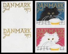 1975 Denmark TB Seals pcp set 11 imperf pairs