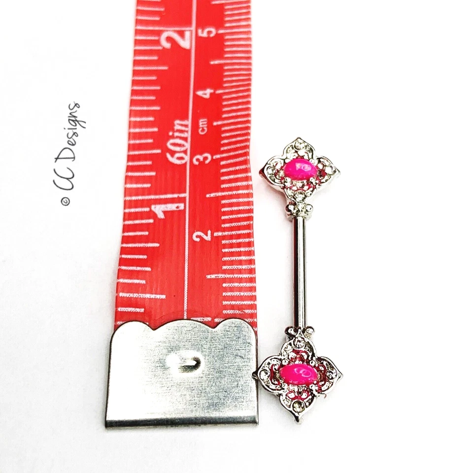 Anillos para pezones 14 g blanco brillante circonita rosa resina imitación ópalo estrella flor J135 Foto 2 de 2