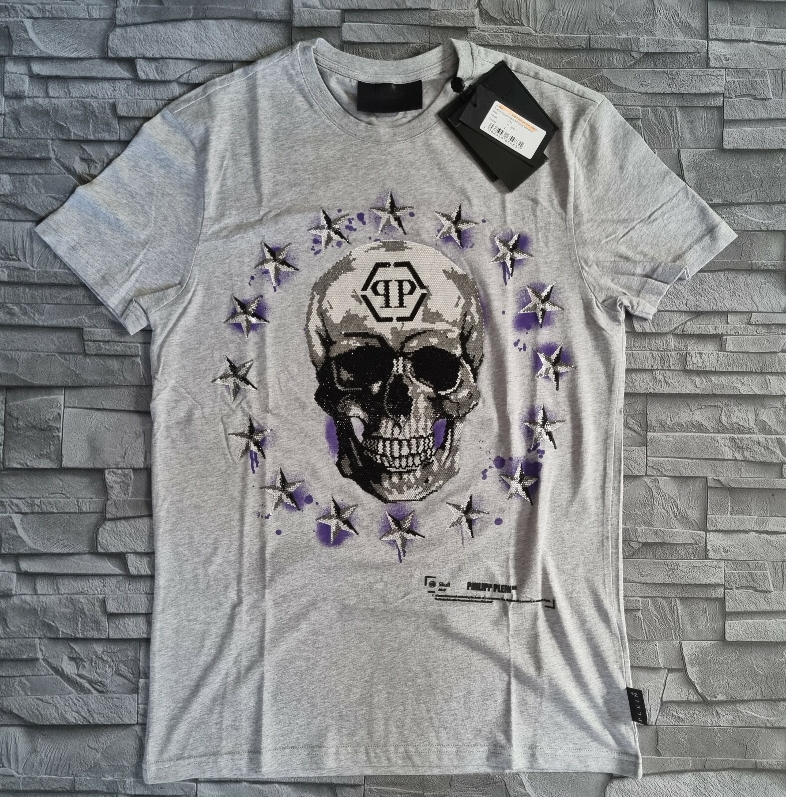 ALTRA T SHIRT UOMO PLIPP PLEIN ROUND NECK SS STARS AND SKULL L NUOVA 