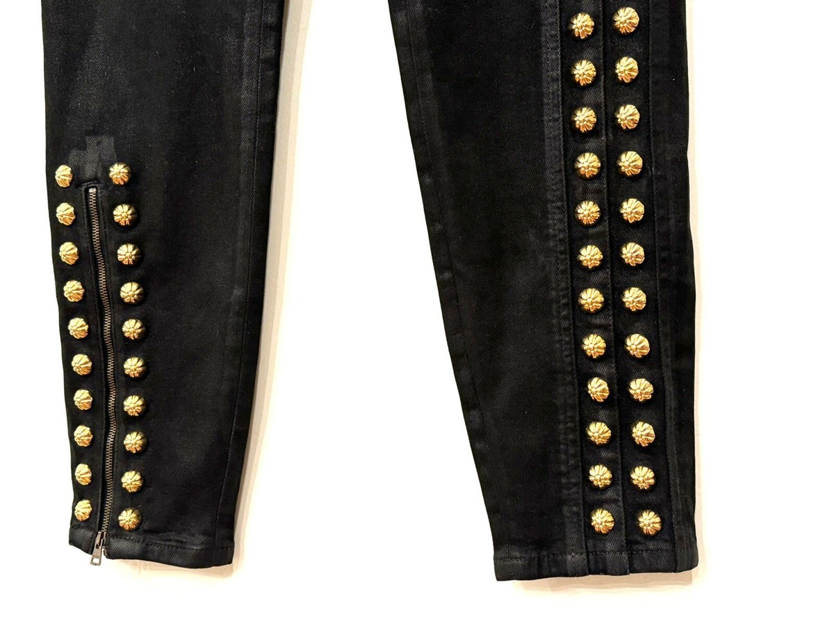 Gucci Women's Black Embellished High-Rise Studded Skinny