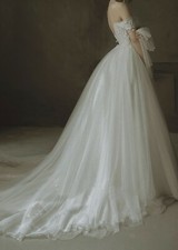 Natalie - sweetheart neckline off-the-shoulder A-line wedding dress.