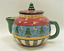Sakura Hand Painted Debbie Mumm Christmas Treepot Individual Mini Teapot