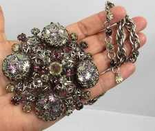 Schreiner New York Brooch Massive Rare Gypsy Gems Moroccan Pendant Necklace