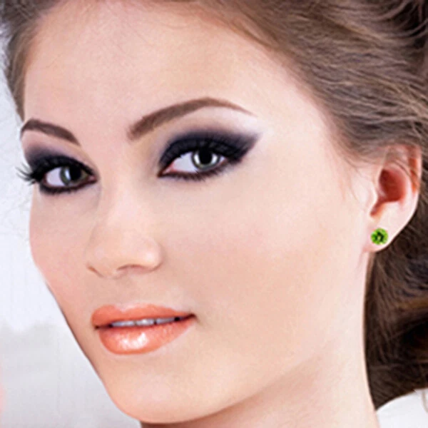 14K. PENDIENTE DE ORO CON PERIDOTOS NATURALES (Oro Rosa) Foto 3 de 4