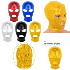 Unisex Latex Open Eyes and Mouth Headgear Full Face Mask Hood Role Play Costume