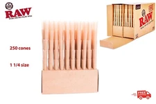Raw Classic 1 1/4 Size Pre-Rolled Cone 250 Pack with Filter Authentic