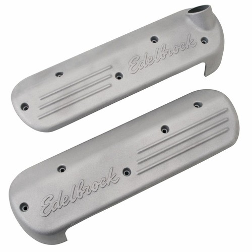 EDELBROCK #4118 LS SERIES COIL COVERS IN SATIN FINISH 3-3/8" OVERALL HEIGHT - Picture 2 of 2