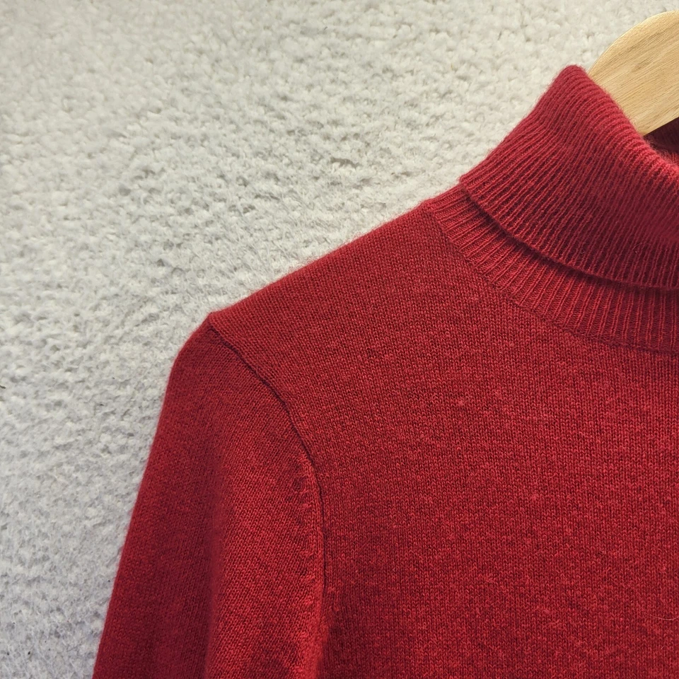 Suéter Peck & Peck Mujer Pequeño Rojo Cuello Alto Suave 100% Cachemira Manga Larga Foto 2 de 4