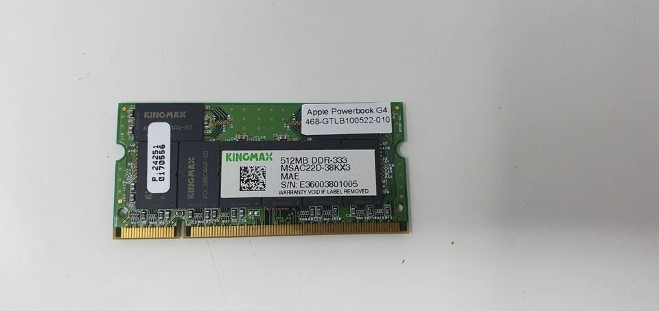 Apple PowerBook G4 17" Memory RAM 512MB DDR-333 Kingmax MSAC22D-38KX3 - Image 2 of 4