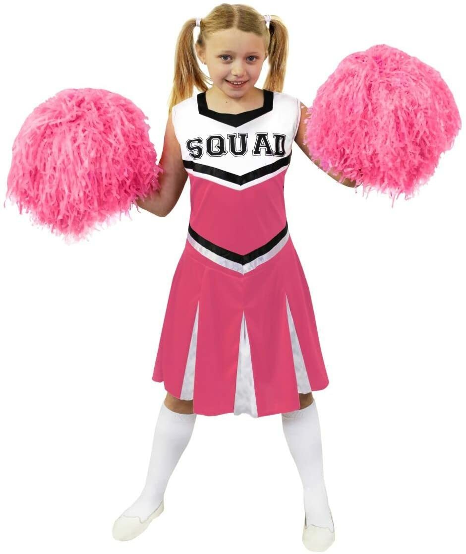 Cheerleader Kostüm Damen Set - Kleid Mit Pompons & Socken Für Halloween Party