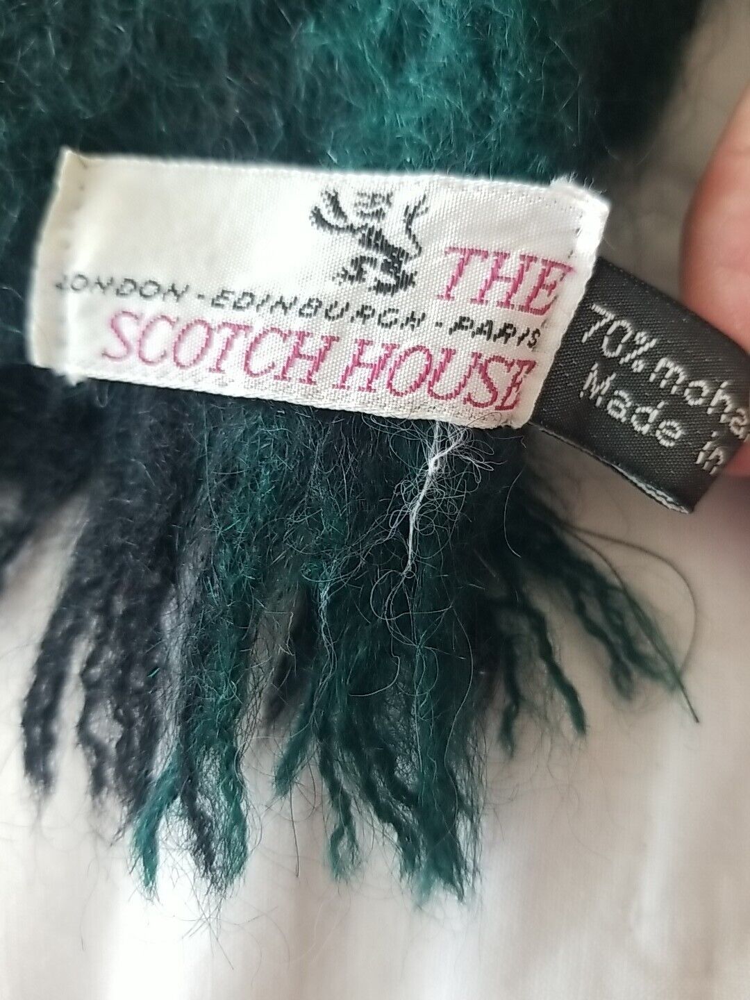 Scotch House 70% Mohair 30% Wool Scarf 46" Green … - image 3