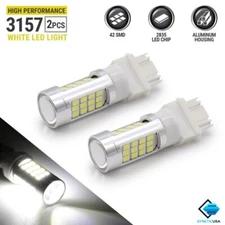 Syneticusa 3157 x 2pcs LED Turn Signal Dual 6000k White High Power Light Bulbs