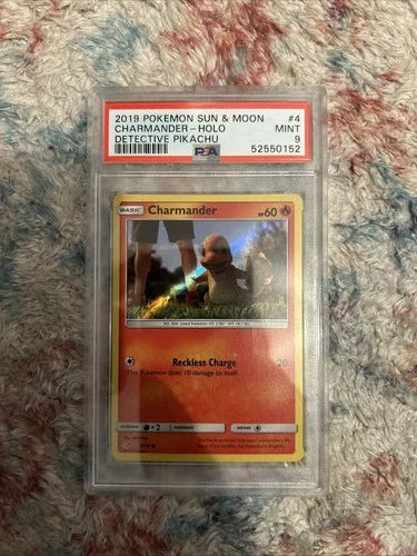 PSA 9 Charmander Holo - 4/18 Detective Pikachu - Mint - Holo Rare Pokémon 2019