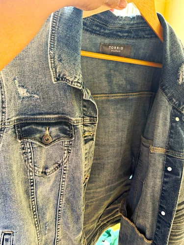 Torrid Blue Denim Jacket Big & Tall 3XL Button Front Pockets Short Length video thumbnail
