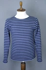 Saint James Striped Navy Blue Cotton Long Sleeve Nautical Boat Neck Shirt Size M