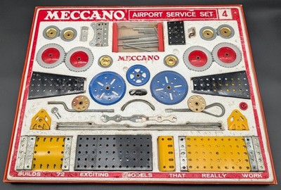 Vintage 1960s Meccano Airport Service Set No 4 Incomplete Parts Box Manuals Lot