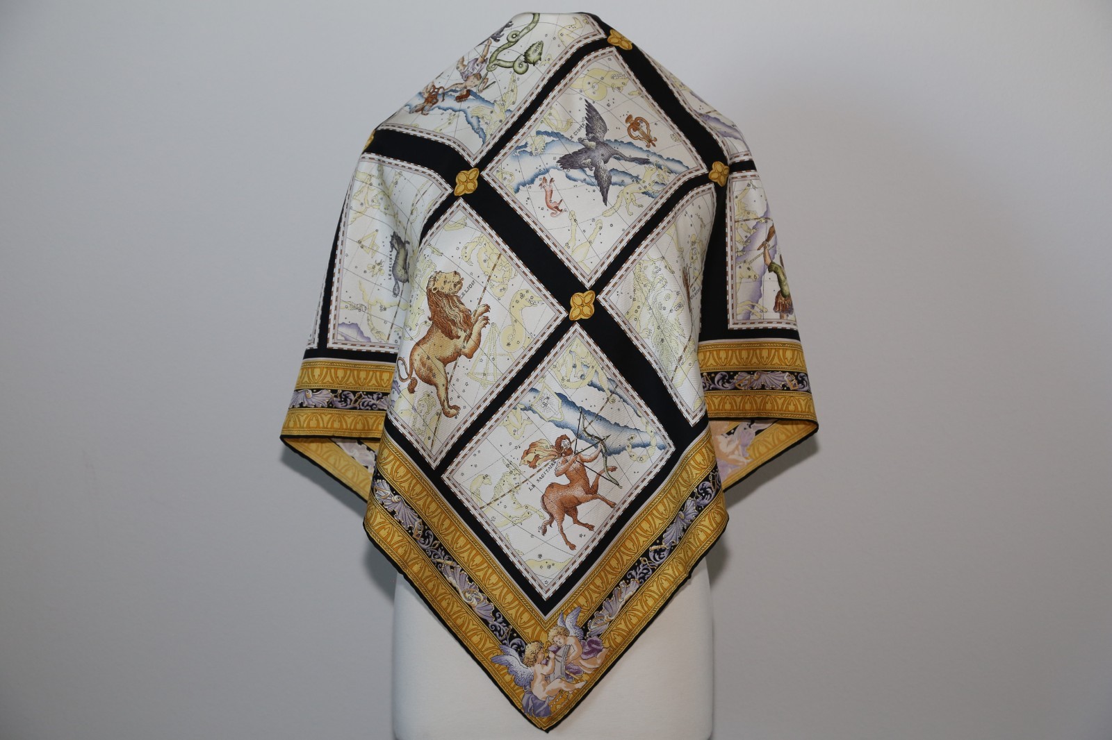 Super Rare Frameable Authentic Gucci ZODIAC heavy silk twill scarf  vintage image 2