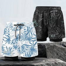 Men Swimwear Double-layer Trunks Anti-embarrassment Shorts Bathing Water Park