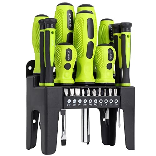  21-Piece Magnetic Screwdrivers Set with Organizer Rack, Slo