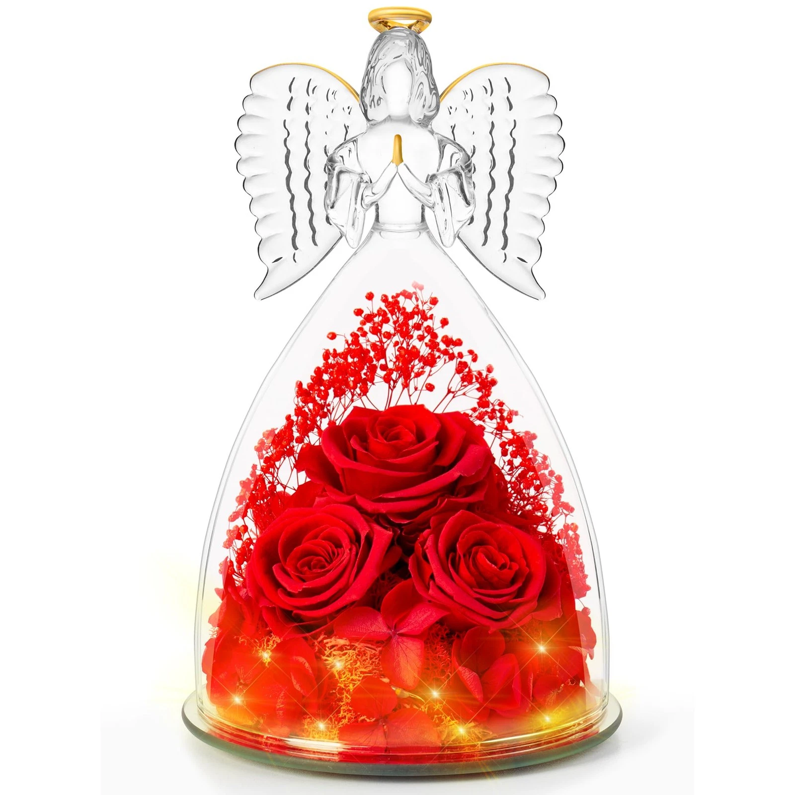 Angel Flowers Gifts for Grandma Mom Forever Real Roses in Angel Figurines Mot...