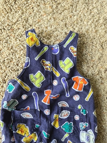 Vintage 12-18 Month Gymboree Rainbow Tag Baseball Themed Overalls 1980s 90s - Picture 8 of 8