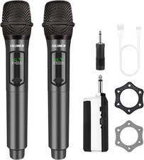 Wireless Microphone,Professional Dual Handheld Cordless Dynamic Mic System with