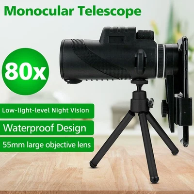 MARKENLOS 80X100 Monokular Teleskop Starscope Monokular Fernglas HD & Handy Halter/Stativ