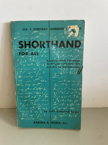 Vintage SHORTHAND FOR ALL John Comstock Evan’s Barnes & Noble 1957 Softcover