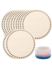 Crochet Basket Bottoms Wooden Round Pre-Drilled for DIY Crafts 6/12