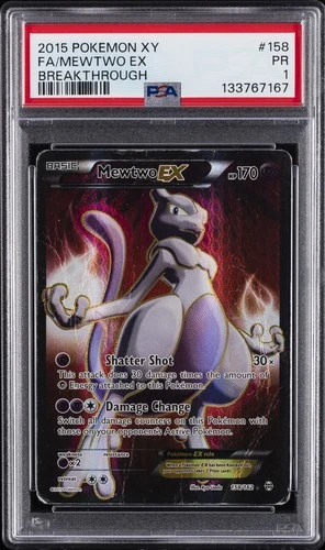 2015 POKEMON XY BREAKTHROUGH #158 FULL ART/MEWTWO EX PSA 1