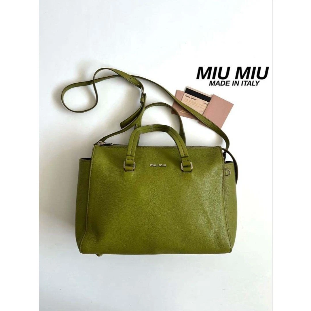 Green Leather Exterior Miu Miu Bags & Handbags for Women for sale