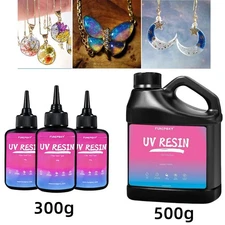 300/500G UV Resin Crystal Clear Hard Glue NonToxic No Bubbles DIY Handmade