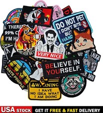 12PCS Random Funny Tactical Patches with Hook Loop Embroidered Meme Morale Patch