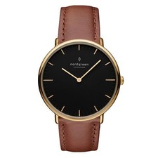 nordgreen native black dial 40mm rose gold brown leather unisex classic watch