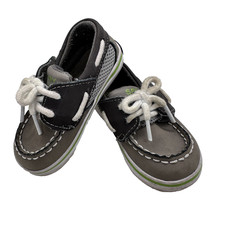 Sperry Top Sider Baby Shoes Size 3M Grey Leather Intrepid Crib Jr. Toddler