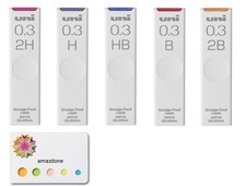 5 Pack Uni Mechanical Pencil Lead 0.3mm Smudge-Proof Leads 125 Total Leads