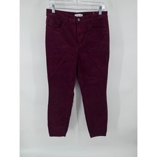 Ann Taylor LOFT Corduroy Pants Women's 29/8 Modern High Rise Burgundy 26" inseam