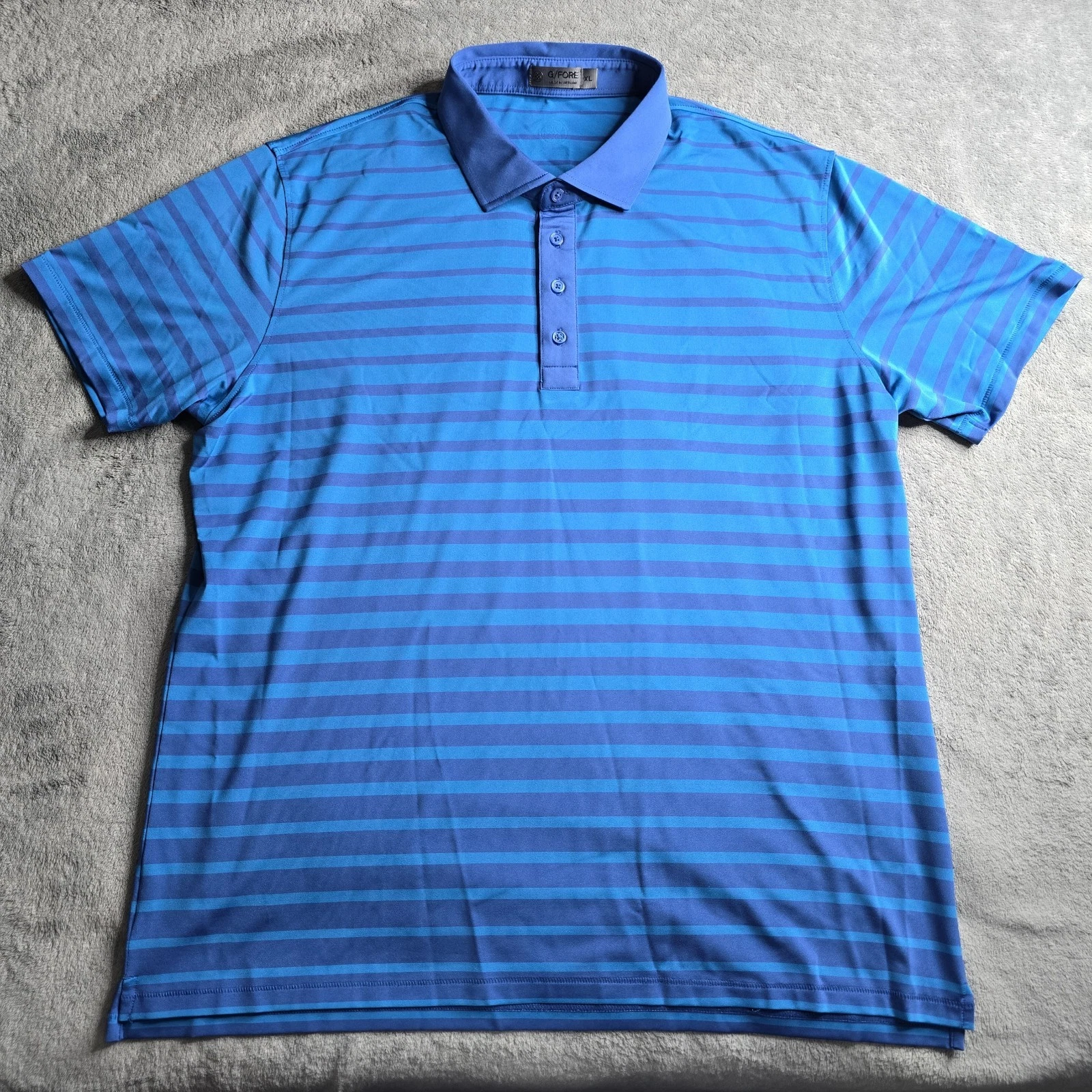 G/Fore Mens Golf Striped Short Sleeve Polo Shirt Size XL Blue Performance