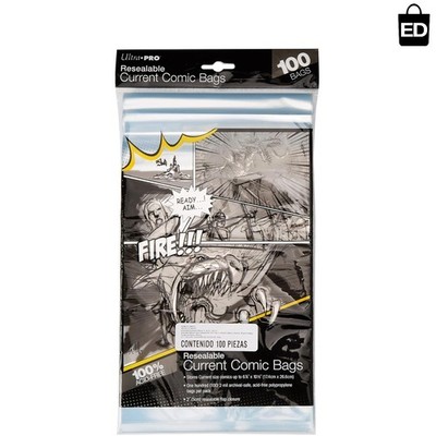 Ultra Clear 2-Mil Comic Book Bags - Resealable 100 Count for Current Size Comics