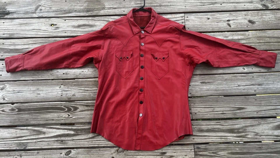 Men's Soft Real Leather Shirt Slim Fit Full Sleeve up Leather Shirt XXL - Image 2 of 4