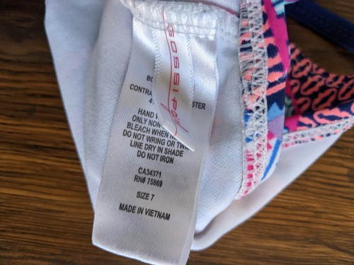 Size 7 Gossip Girl One Piece Pink White Blue Geometric Girl Swimsuit - Picture 4 of 4