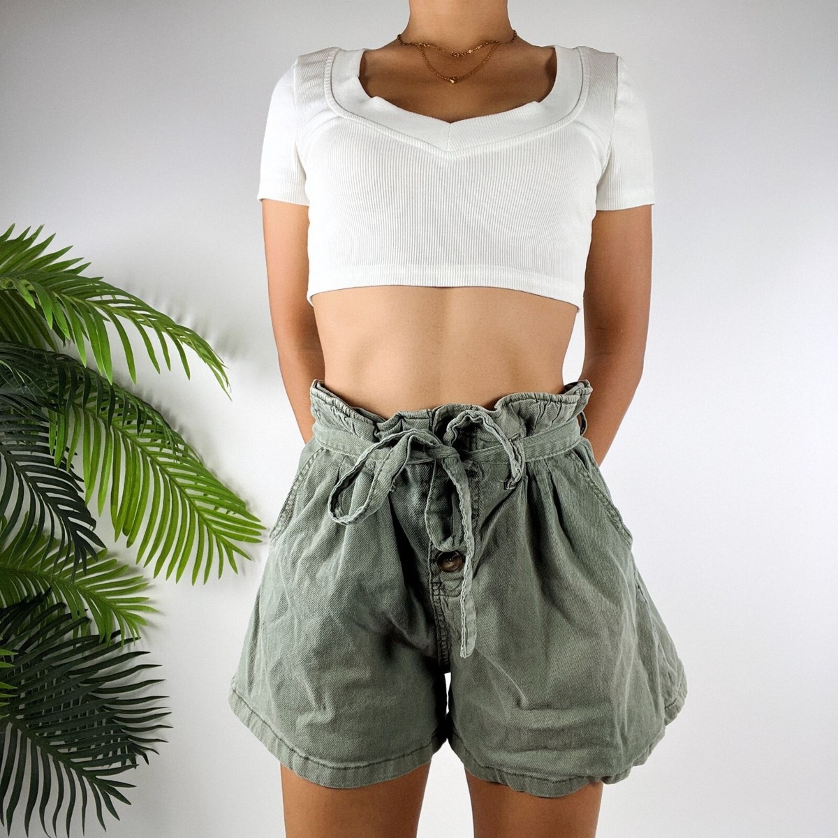 Vintage Green Granola Girl High Waisted Casual Cottagecore