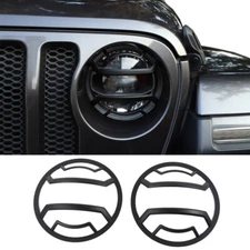 Front Headlight Lamp Guard Cover Trim Black For Jeep Wrangler JL JT 18+ Protect