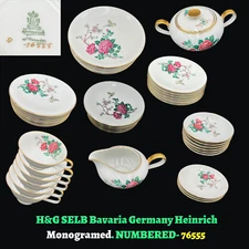 Antique Porcelain Dinnerware H&G SELB Bavaria Heinrich Dinner Service Set