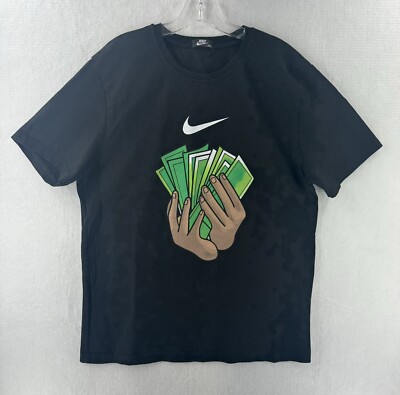 Nike Shirt 2XL Short Sleeve Tee Money Graphic Black Read | eBay